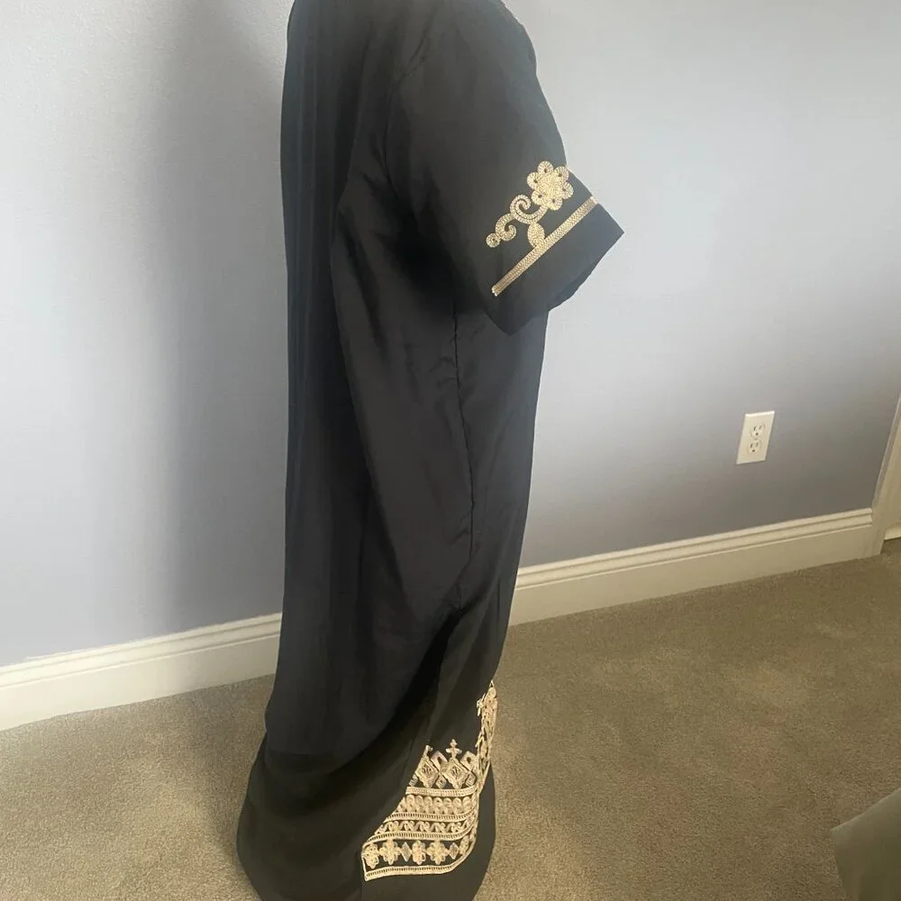 Authentic Egyptian Gallabiyah Kaftan with Beaded Head Scarf - Picture 5 of 12
